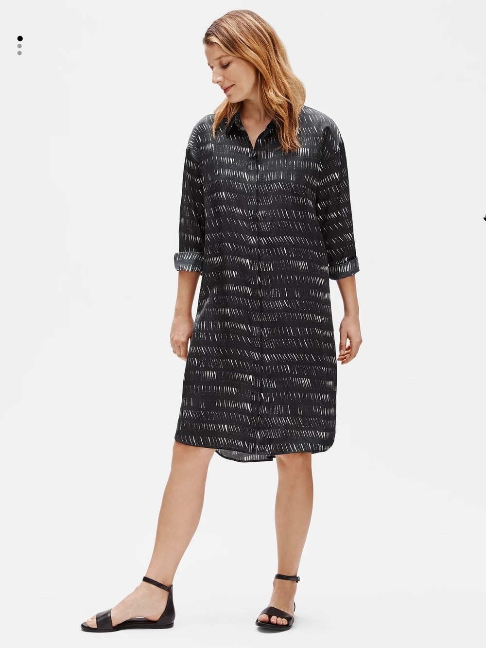 Eileen Fisher Silk Organic Cotton Dash Shirtdress